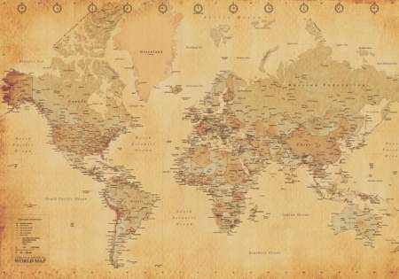 WORLD MAP antique style